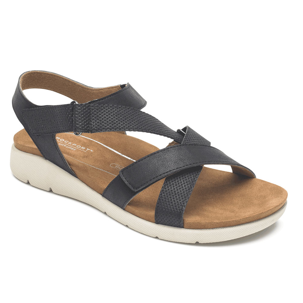 Rockport Singapore Womens Sandals - Eileen X-Strap Black - JP0621798